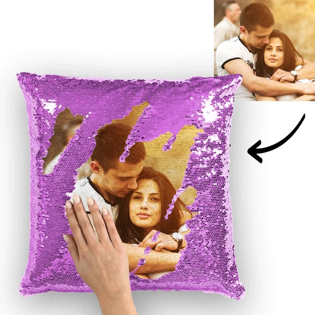 Picture of Personalized Magic Photo Sequin Pillow -  Anniversary Gift