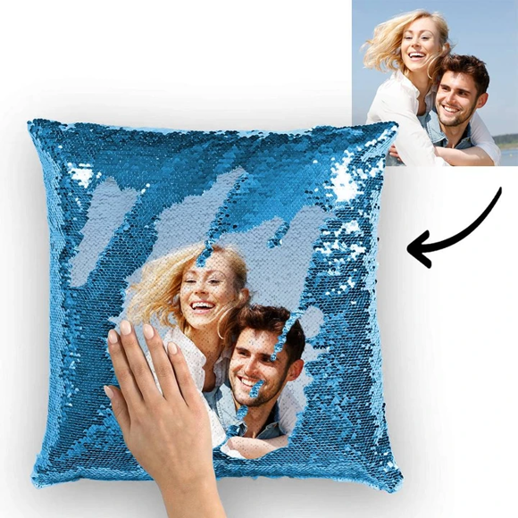 Picture of Personalized Magic Photo Sequin Pillow -  Anniversary Gift