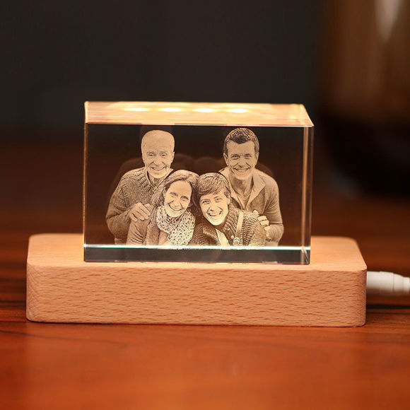Imagen de Foto personalizada Cristal láser 3D: Paisaje Línea recta con base de luz Foto personalizada Cristal láser 3D Regalo único para cumpleaños Boda