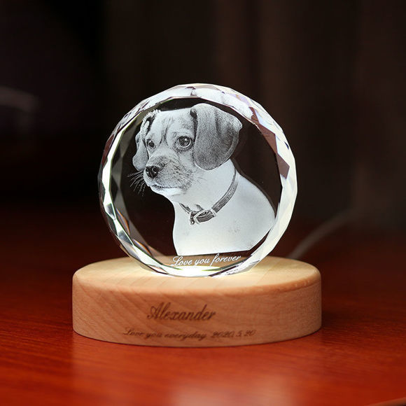 Imagen de Foto personalizada 3D Laser Crystal: esfera con base de luz | Cristal láser fotográfico 3D personalizado | Regalo único para cumpleaños, boda, aniversario.