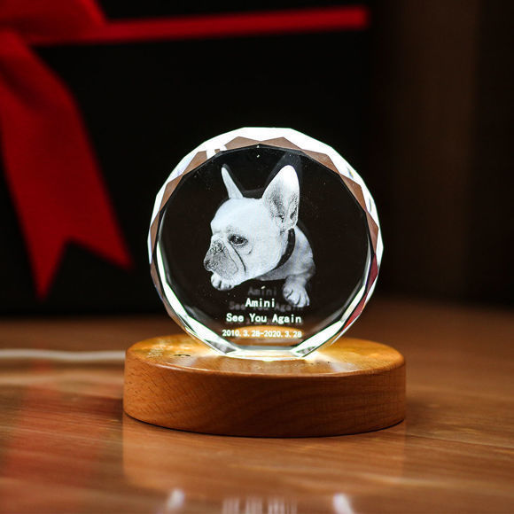Imagen de Foto personalizada 3D Laser Crystal: esfera con base de luz | Cristal láser fotográfico 3D personalizado | Regalo único para cumpleaños, boda, aniversario.