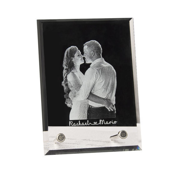 Bild von Kundenspezifischer Kristall-Bilderrahmen: Personalisierter Laser-Kristall-Fotorahmen – einzigartiges Geschenk für Geburtstag, Hochzeit, Jubiläum