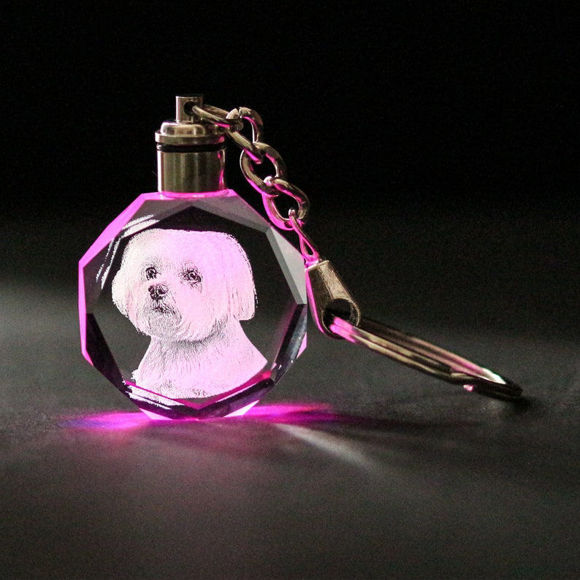 Imagen de Foto personalizada Llavero de cristal láser 3D: Llavero en forma de corazón | Llavero personalizado de cristal láser con foto 3D