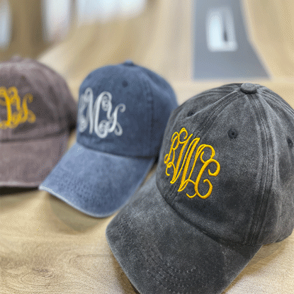 Picture of Personalized Monogram Embroidery Distressed Baseball Cap