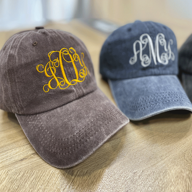 Picture of Personalized Monogram Embroidery Distressed Baseball Cap