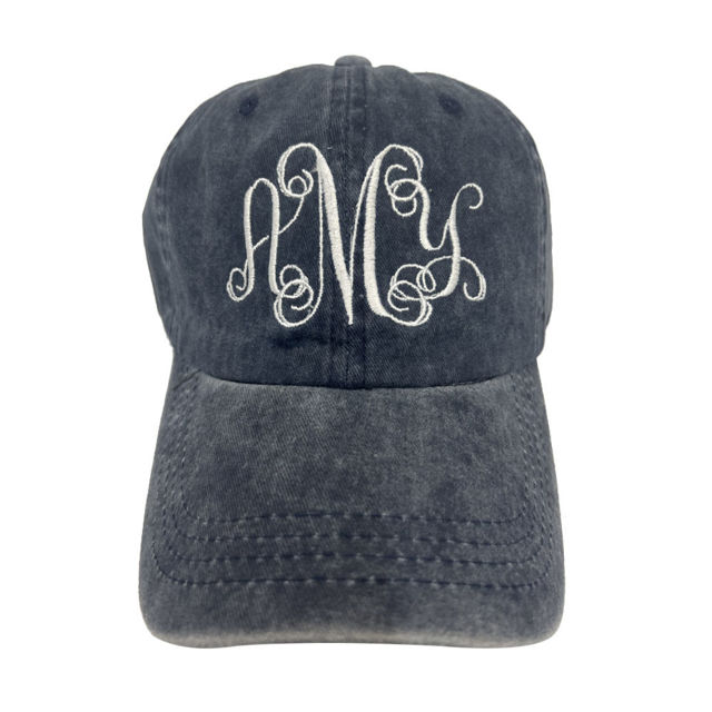 Picture of Personalized Monogram Embroidery Distressed Baseball Cap