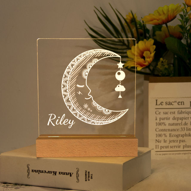 Picture of Sleeping Moon Night Light - Personalized It With Your Kid's Name