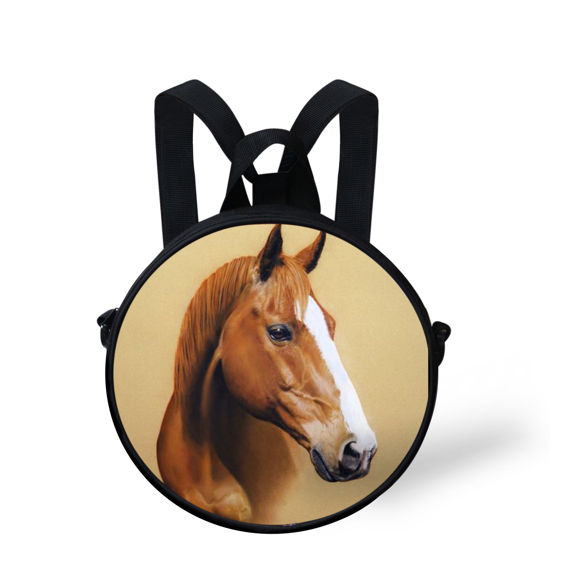 Imagen de Bolso redondo pequeño portátil con foto de Animal personalizado, bolso de hombro de moda personalizado, mochila personalizada, bandolera personalizada
