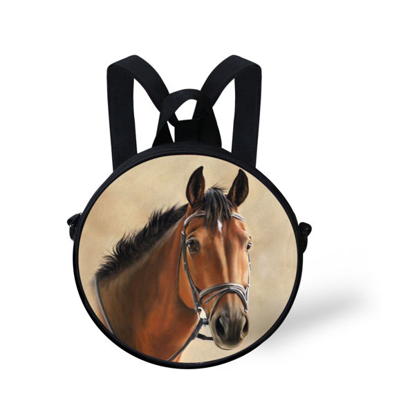 Imagen de Bolso redondo pequeño portátil con foto de Animal personalizado, bolso de hombro de moda personalizado, mochila personalizada, bandolera personalizada