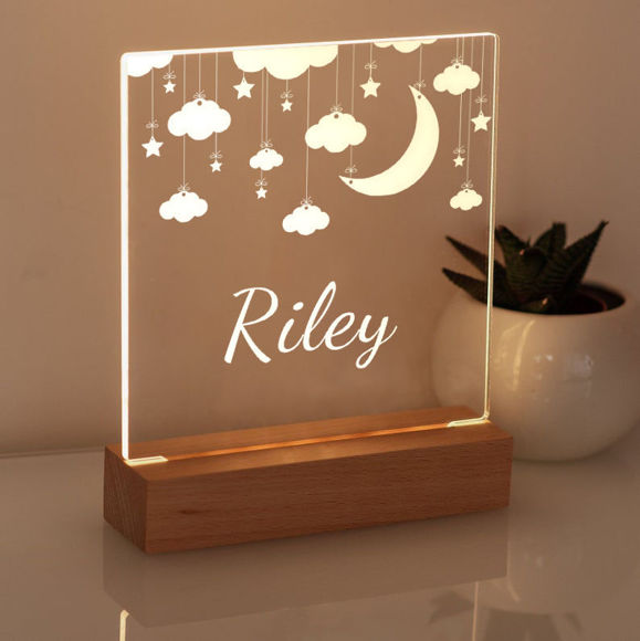 Picture of Hanging Moon Cloud Night Light - Personalized It With Your Kid's Name