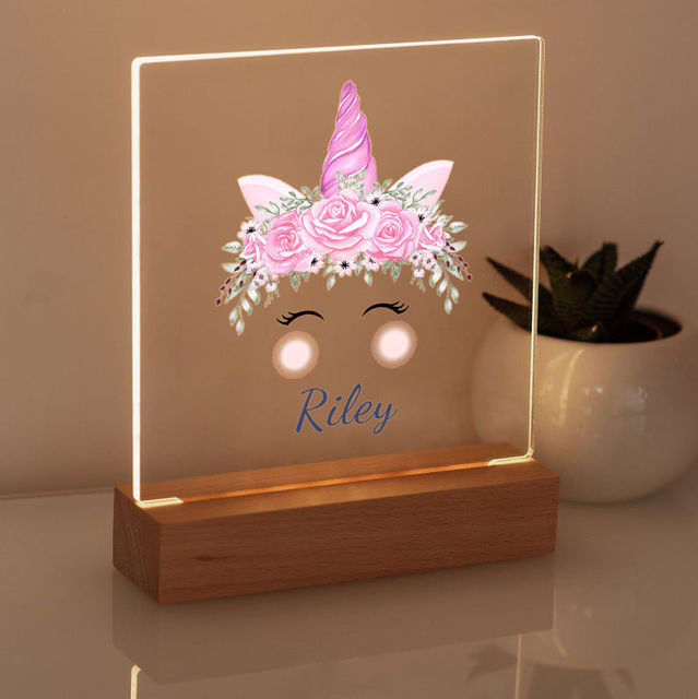 Picture of Flowers Unicorn Night Light  - Personalized It With Your Kid's Name