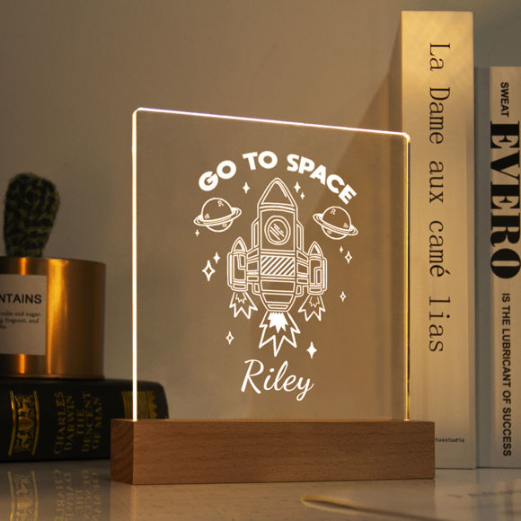 Picture of GO TO SPACE Rocket Night Light   - Personalized It With Your Kid's Name