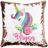 Imagen de Almohada de lentejuelas con foto mágica de unicornio personalizada - Almohada con nombre personalizado