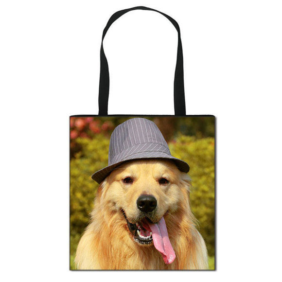 Imagen de Bolsa de lona de mano portátil con foto de perro personalizada Bolsa de foto de mascota personalizada