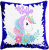 Imagen de Almohada de lentejuelas con foto mágica de unicornio bonita personalizada - Almohada de decoración con nombre personalizado
