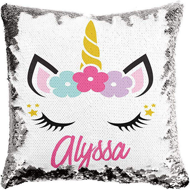 Picture of Personalized Unicorn Magic Photo Sequin Pillow - Custom equin Pillow