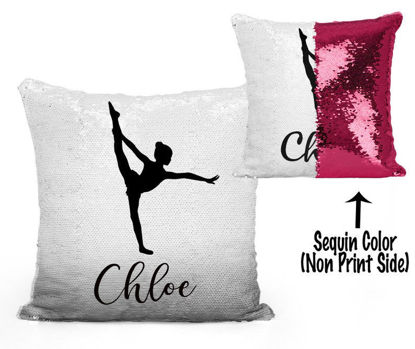 Immagine di Cuscino personalizzato con paillettes con foto magica della ragazza di balletto - Cuscino con paillettes personalizzato
