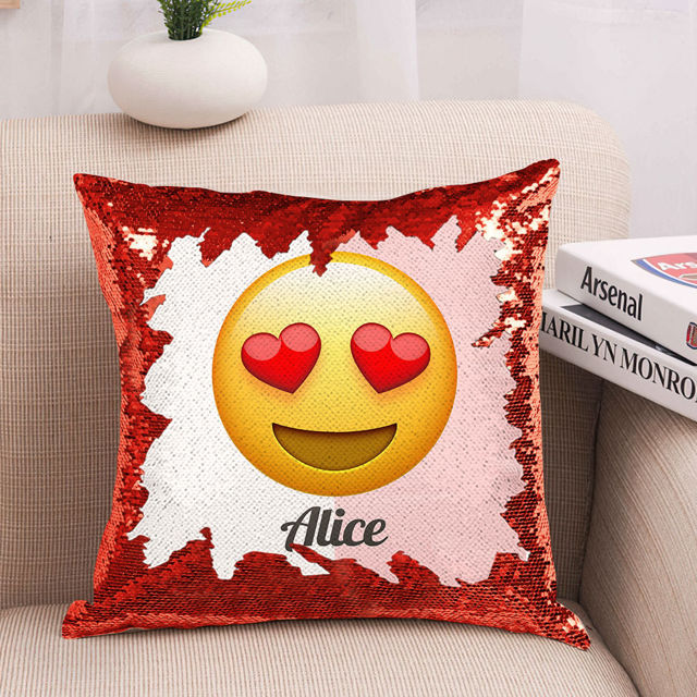 Picture of Personalized Funny Emoji Magic Photo Sequin Pillow - Custom Sequin Pillow