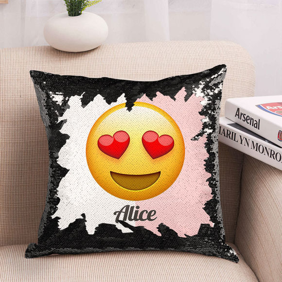 Picture of Personalized Funny Emoji Magic Photo Sequin Pillow - Custom Sequin Pillow