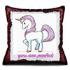 Imagen de Almohada de lentejuelas con texto mágico de unicornio personalizado - Almohada de lentejuelas personalizada
