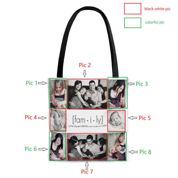 Bild von Personalisieren Sie mit Ihrer Familie 8 Fotos und Text-Einkaufstasche