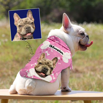 Immagine di Camicia con foto personalizzata per il viso dell'animale domestico Abbigliamento estivo per animali domestici Aggiungi testo