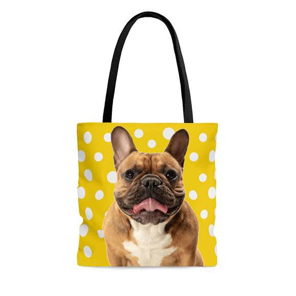 Bild von Kundengebundene Haustier-Oberkörper-Foto-Taschen-Taschen-Tupfen-Elemente mit personalisierter Hintergrundfarbe