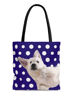 Picture of Customized Pet Upper-body Photo Tote Bag Polka Dots Elements With Personalized Background Color