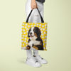 Bild von Angepasste Haustier-Oberkörper-Foto-Einkaufstasche Gänseblümchen-Elemente mit personalisierter Hintergrundfarbe