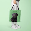 Imagen de Borsa tote personalizzata con foto della parte superiore del corpo per animali domestici Nome WordArt personalizzato e colore di sfondo
