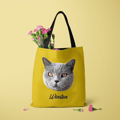 Picture of Customized Pet Avatar Tote Bag Personalized Name And Background Color