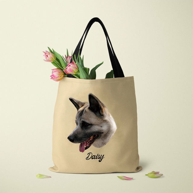 Picture of Customized Pet Avatar Tote Bag Personalized Name And Background Color