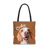 Picture of Customized Pet Upper-body Photo Tote Bag Little Dots Elements With Personalized Name And Background Color
