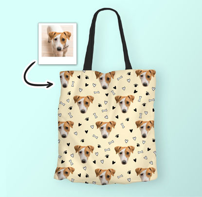 Picture of Customized Pet Queue Avatar Tote Bag Hearts Bones Paw-prints Elements With Personalized Name And Background Color