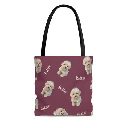 Picture of Customized Pet Duplicate Photo Tote Bag With Personalized Name And Background Color