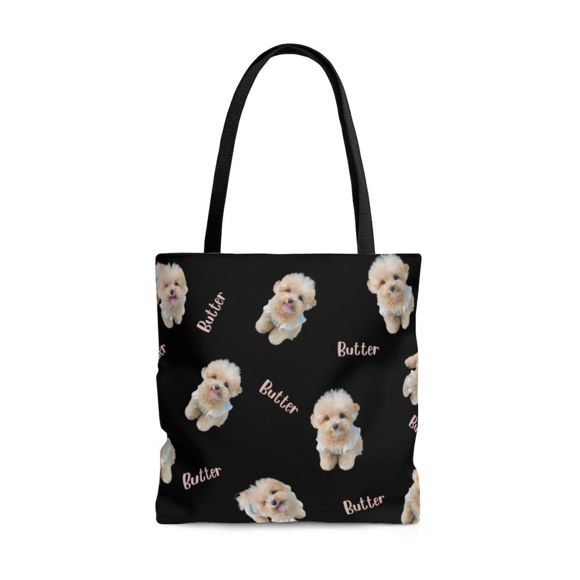 Picture of Customized Pet Duplicate Photo Tote Bag With Personalized Name And Background Color
