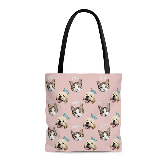 Picture of Customized Pet Duplicate Avatar Tote Bag With Personalized Name And Background Color