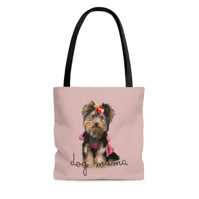 Picture of Customized Pet Photo Tote Bag With Personalized  Background Color Best Gifts For Dog Mom