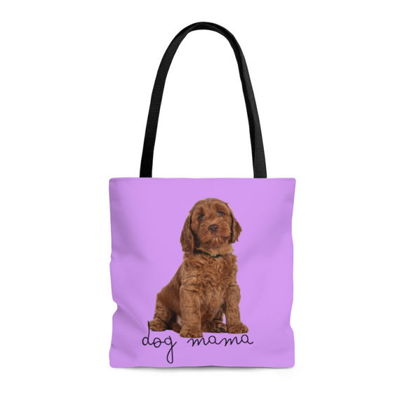 Imagen de La bolsa de asas personalizada con foto de mascota con color de fondo personalizado, los mejores regalos para la mamá del perro