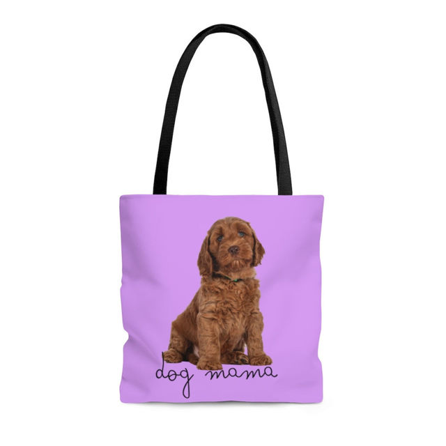 Picture of Customized Pet Photo Tote Bag With Personalized  Background Color Best Gifts For Dog Mom