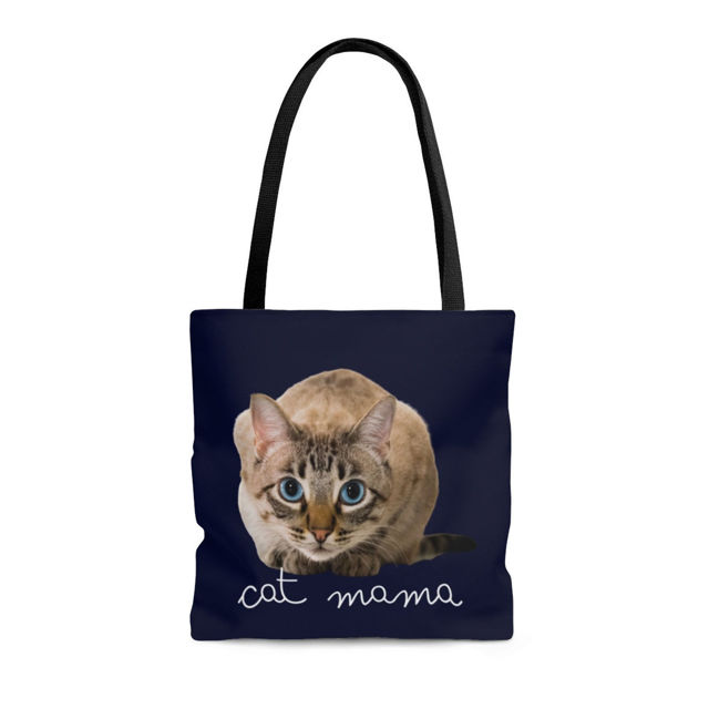 Picture of Customized Pet Photo Tote Bag With Personalized  Background Color Best Gifts For Cat Mom