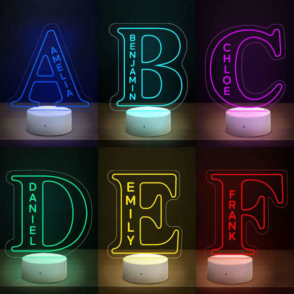 Imagen de Luz de noche con nombre personalizado con iluminación LED de colores - Luz de noche con letras multicolores con nombre personalizado