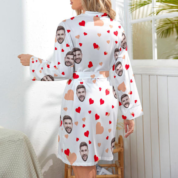Imagen de Cara personalizada Camisón de corazón rojo Pijama de cara personalizada