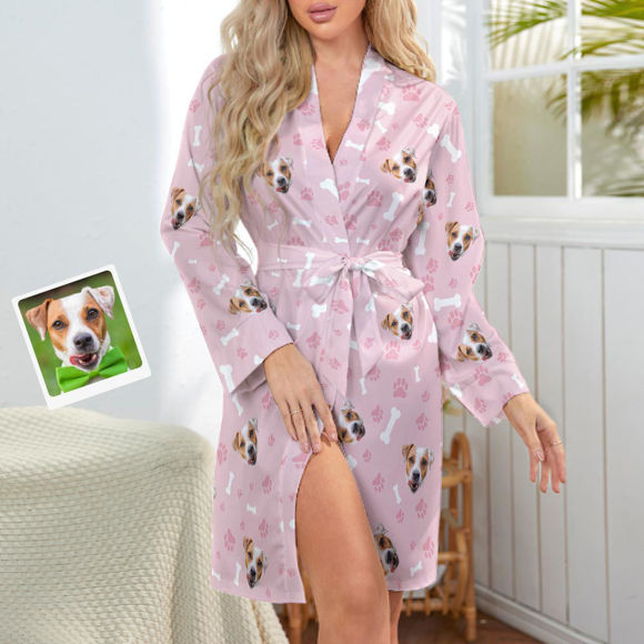 Picture of Custom Face Dog Paw Nightgown Personalized Photo Pajamas