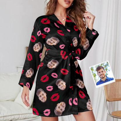 Picture of Custom Face Kiss Nightgown Personalized Photo Pajamas
