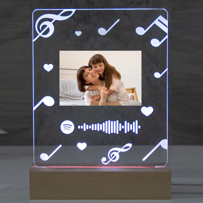 Image de Veilleuse photo personnalisée avec code Spotify scannable avec note de musique pour les mélomanes Cadeau personnalisé pour la fête des mères