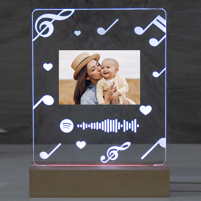 Picture of Personalized Photo Night Light With Scannable Spotify Code With Musical Note for Music Lovers  Personalized Gift for Best Mommy