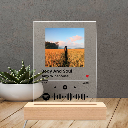 Picture of Customized Photo Night Light With Scannable Acrylic Song Plaque Personalized Song Album Cover Night Light for Music Lovers Personalized Gift for Good Memories