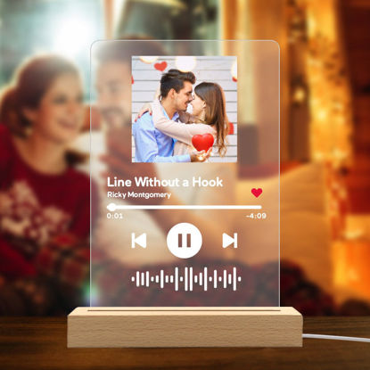 Picture of Customized Photo Night Light With Scannable Acrylic Song Plaque Personalized Song Album Cover Night Light for Music Lovers Personalized Gift for Anniversary
