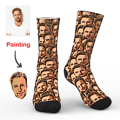 Afbeeldingen van Hand Painted Custom Socks Custom One Face in Socks